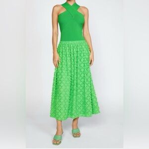 NWT Current Air Halter Midi Dress‎ in Apple Green Size Small